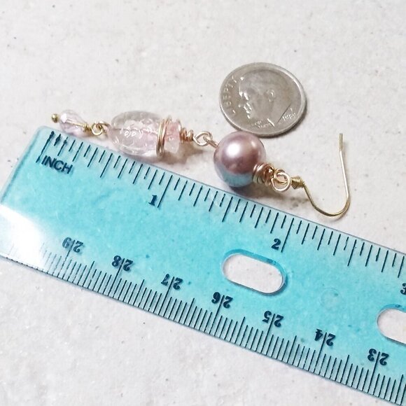 Pale Pink Sea Goddess Earrings ~ Crystals, Fish & Pearls! Sensual Femininity - Picture 7 of 9